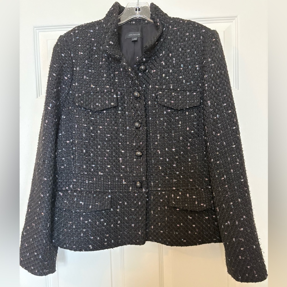 NWOT! Ann Taylor Black & Metallic Tweed Blazer